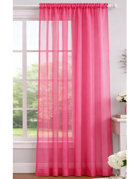 1 Piece Hot Pink Sheer Rod Pocket Window Curtain Panel - 90" Inches Long