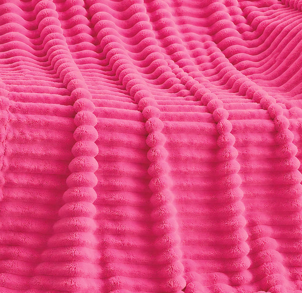King Size Hot Pink Ultra Soft Cozy Textured Fluffy Plush Ribbed Faux Fur Bed Blanket