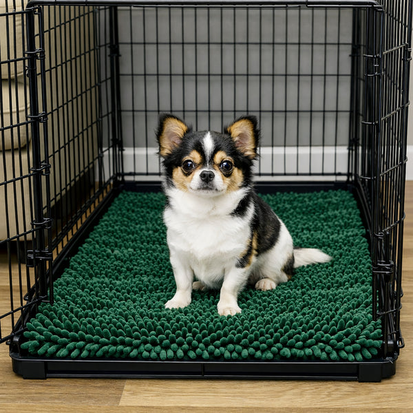 30"x20" - Hunter Green Dog Door Mat Non-Slip Super Absorbent Quick Dry Chenille Microfiber Washable Pet Rug for Muddy Paws