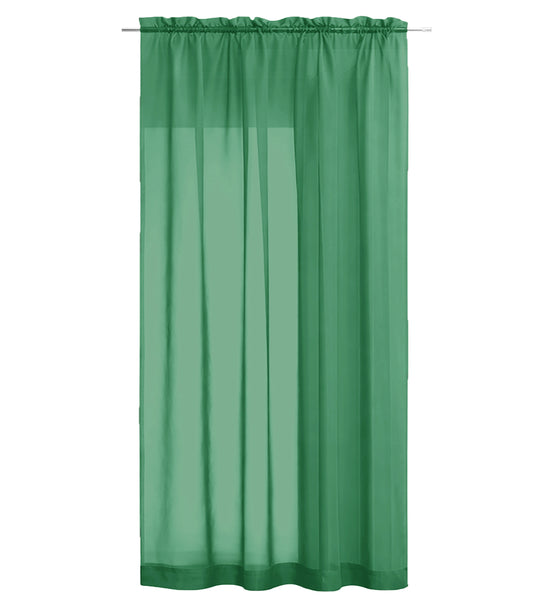 1 Piece Hunter Green Sheer Rod Pocket Window Curtain Panel - 90" Inches Long