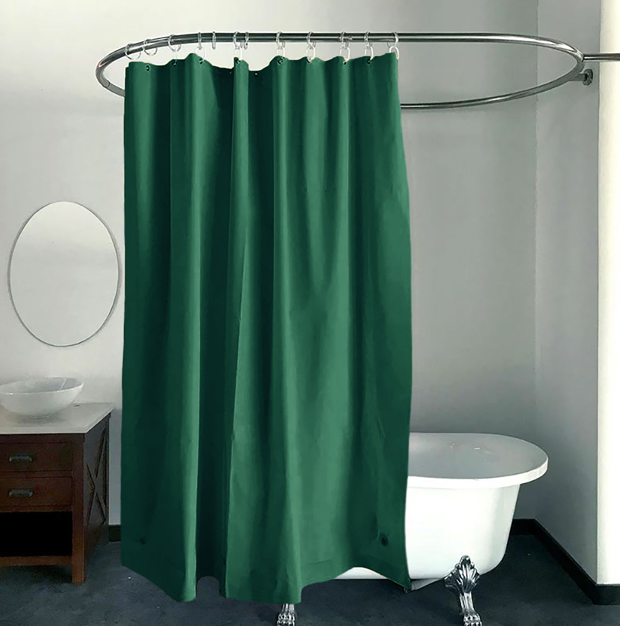 70" x 72" - Hunter Green Vinyl Shower Curtain Liner Waterproof
