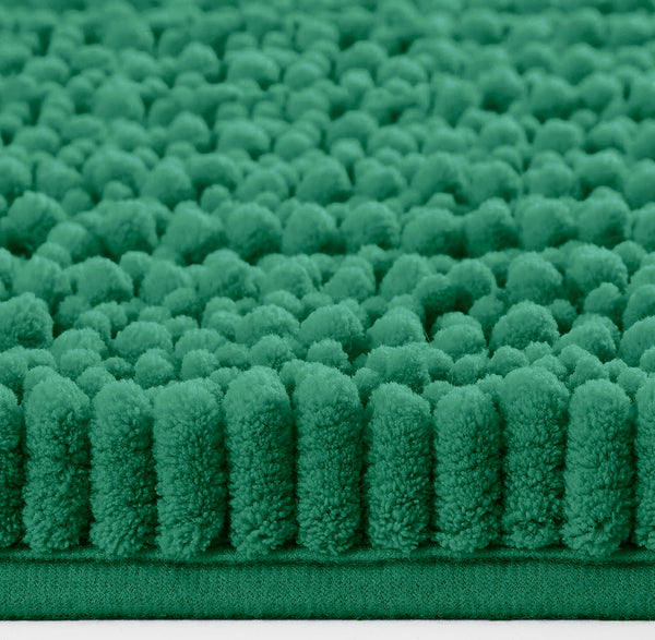 3 Piece Set Hunter Green Soft Cozy Plush Chenille Bath Mat Highly Absorbent Bathroom Rug