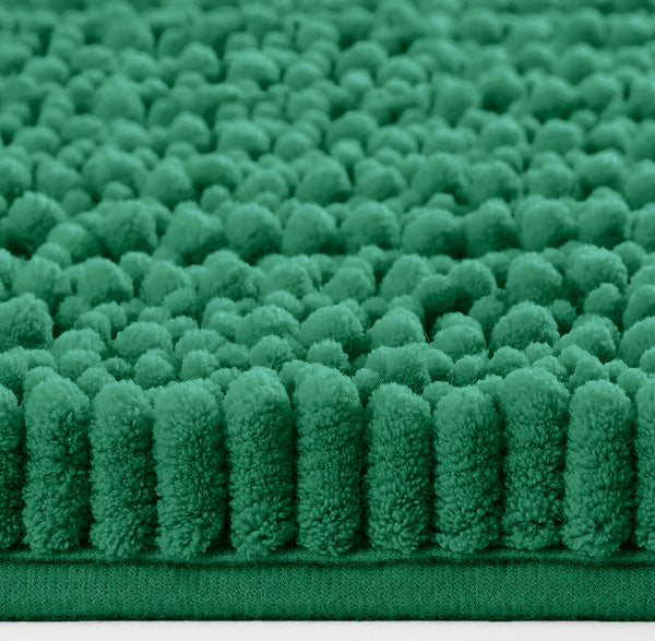 2 Piece Set Hunter Green Soft Cozy Plush Chenille Bath Mat Bathroom Rug