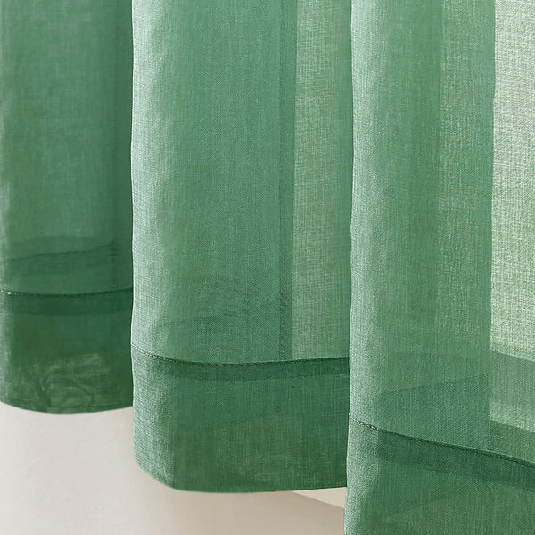 1 Piece Hunter Green Sheer Rod Pocket Window Curtain Panel - 90" Inches Long
