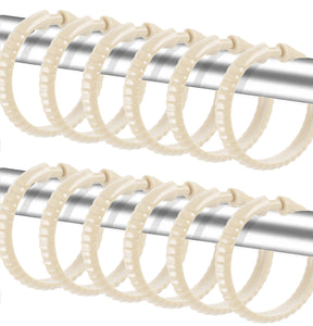 Ivory 12 Piece Premium Plastic Shower Curtain Hooks Rings Round 2.25" Inches