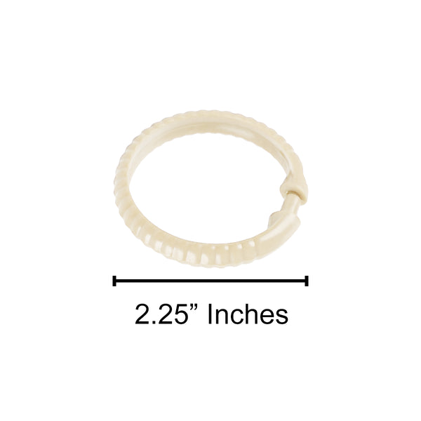 Ivory 12 Piece Premium Plastic Shower Curtain Hooks Rings Round 2.25" Inches