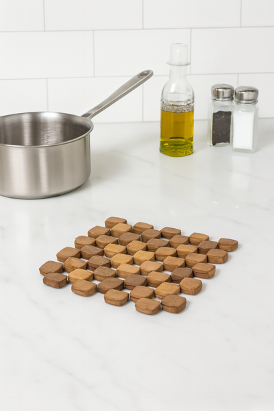 Natural Bamboo Trivet Pot Mat - Set of 2