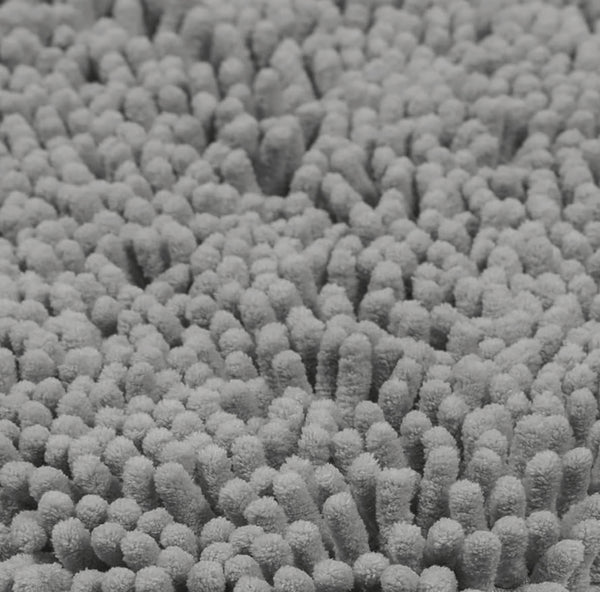 Light Grey Soft Cozy Plush Chenille Contour Bath Mat Bathroom Rug