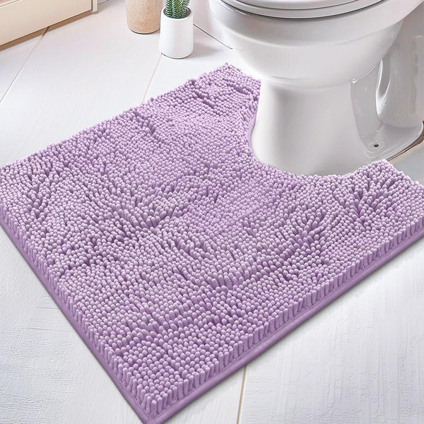 Lavender Soft Cozy Plush Chenille Contour Bath Mat Bathroom Rug