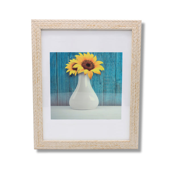 5x7  Ivory White Wheat Braid Rustic Carved Picture Frame - Set of 3