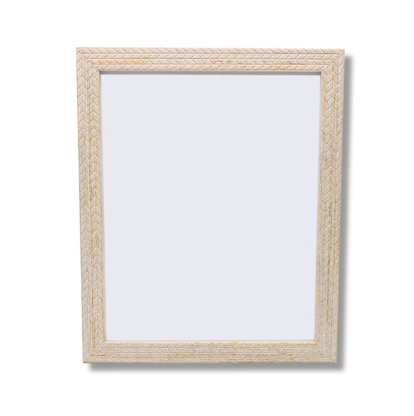 5x7  Ivory White Wheat Braid Rustic Carved Picture Frame - Set of 3