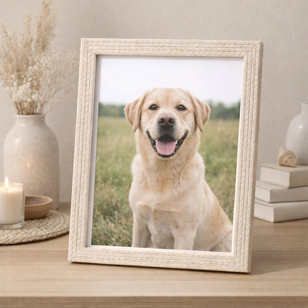 5x7  Ivory White Wheat Braid Rustic Carved Picture Frame - Set of 3
