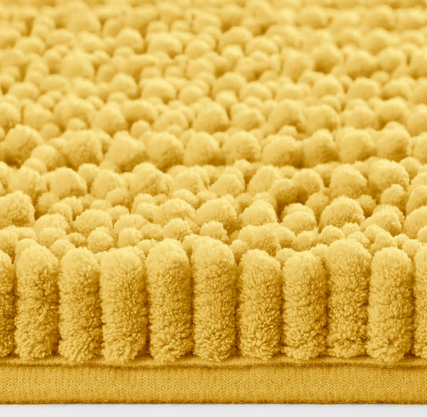 2 Piece Set Lemon Yellow Soft Cozy Plush Chenille Bath Mat Bathroom Rug