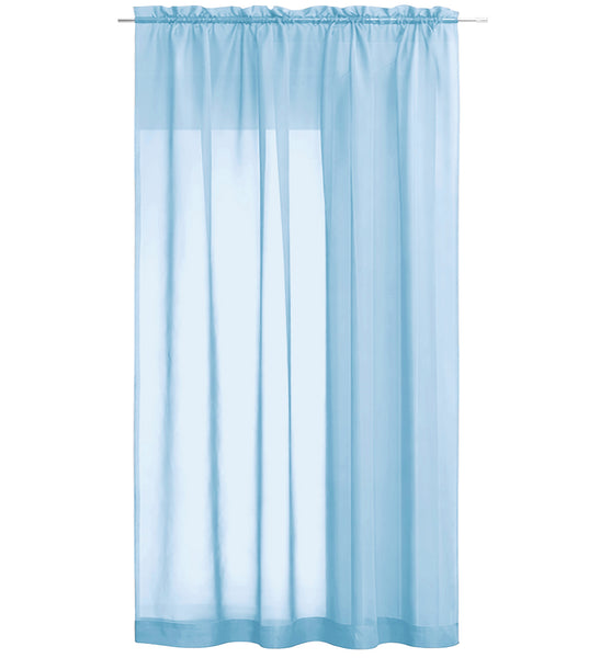 1 Piece Light Blue Sheer Rod Pocket Window Curtain Panel - 90" Inches Long