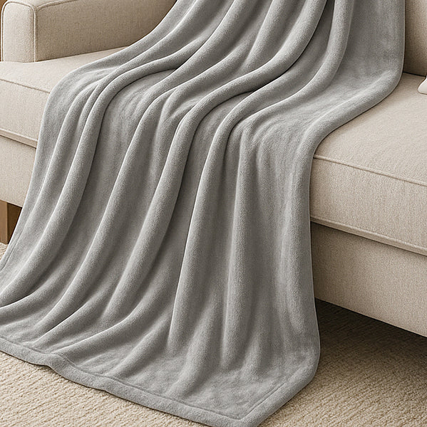Light Grey Super Soft Warm Flannel Fleece Plush Microfiber Bed Throw Blanket