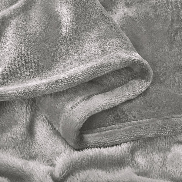 Light Grey Super Soft Warm Flannel Fleece Plush Microfiber Bed Throw Blanket