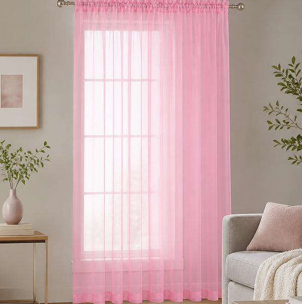 1 Piece Light Pink Sheer Rod Pocket Window Curtain Panel - 84" Inches Long