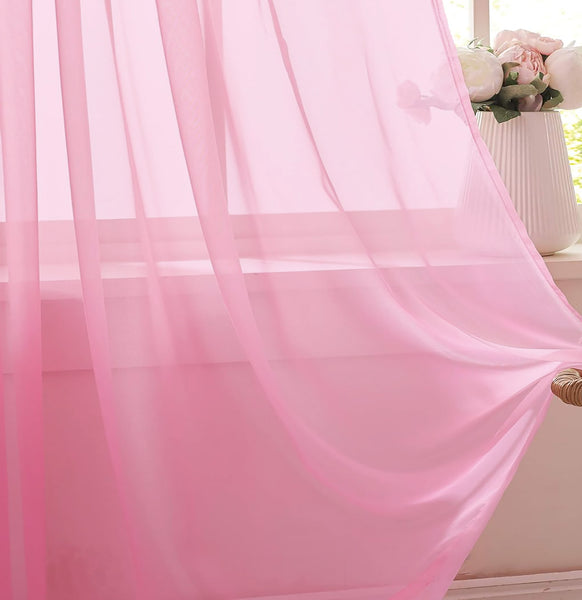 1 Piece Light Pink Sheer Rod Pocket Window Curtain Panel - 84" Inches Long