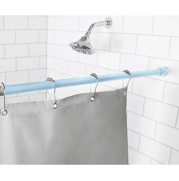 Light Blue Adjustable Spring Tension Curtain Rod Heavy Duty Anti-slip 41-76" Inches