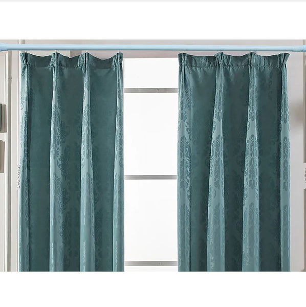 Light Blue Adjustable Spring Tension Curtain Rod Heavy Duty Anti-slip 41-76" Inches