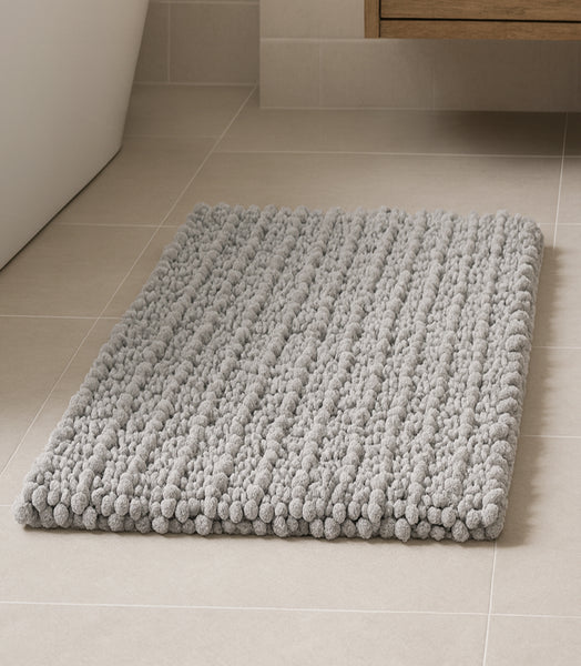 24"x16" - Light Grey Soft Cozy Plush Chenille Bath Mat Bathroom Rug