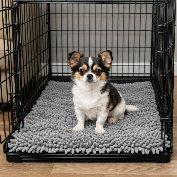 30"x20" - Light Grey Dog Door Mat Non-Slip Super Absorbent Quick Dry Chenille Microfiber Washable Pet Rug for Muddy Paws