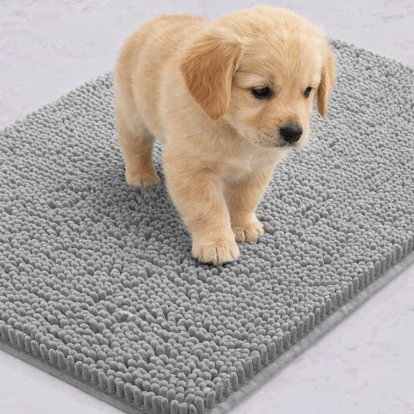 30"x20" - Light Grey Dog Door Mat Non-Slip Super Absorbent Quick Dry Chenille Microfiber Washable Pet Rug for Muddy Paws