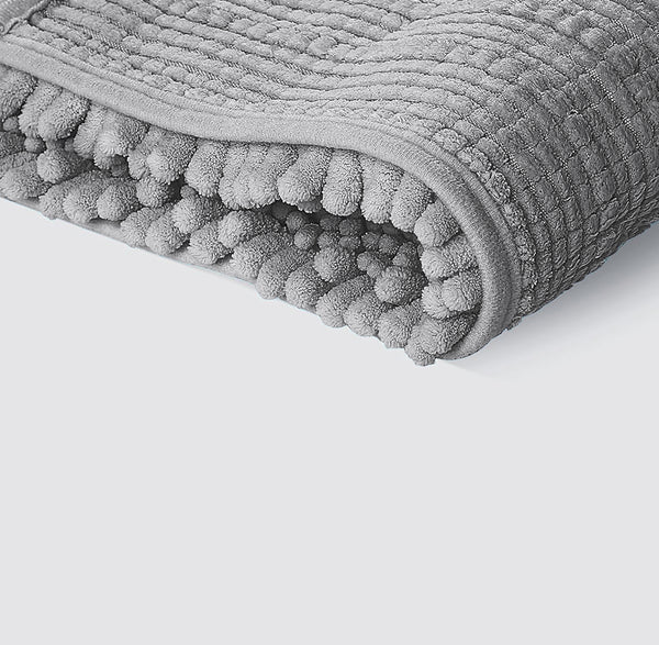 Large 2 Piece Set Light Grey Soft Cozy Plush Chenille Bath Mat Bathroom Rug