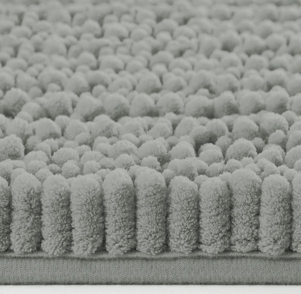 Set of 2 Light Grey Soft Cozy Plush Chenille Bath Mat Bathroom Rug - 23"x15"