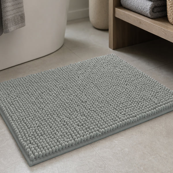Set of 2 Light Grey Soft Cozy Plush Chenille Bath Mat Bathroom Rug - 23"x15"
