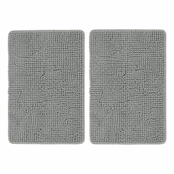 Set of 2 Light Grey Soft Cozy Plush Chenille Bath Mat Bathroom Rug - 30"x20"