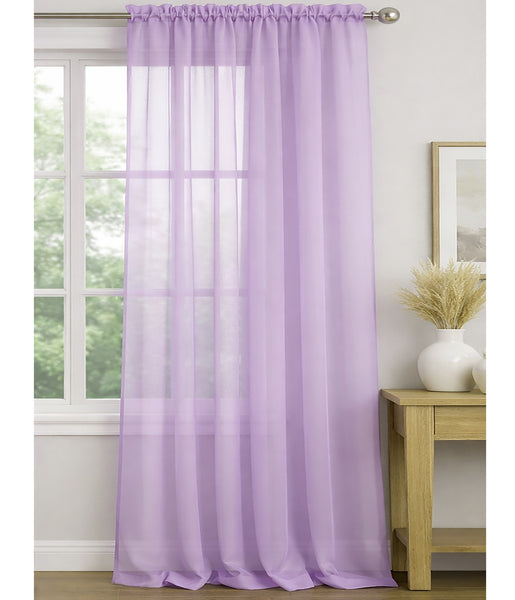 1 Piece Lilac Sheer Rod Pocket Window Curtain Panel - 90" Inches Long