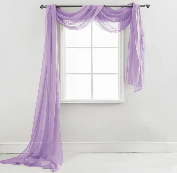 37" x 216" - Lilac Window Scarf Valance Topper Draping Extra Long