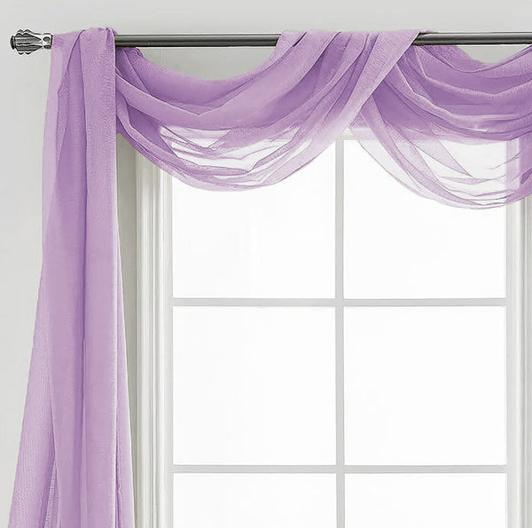 37" x 216" - Lilac Window Scarf Valance Topper Draping Extra Long