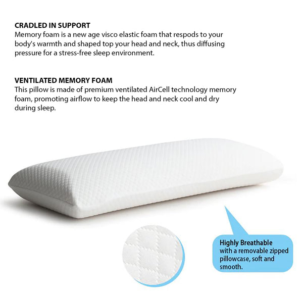 Long King Size Soft Plush Memory Foam Support Pillow