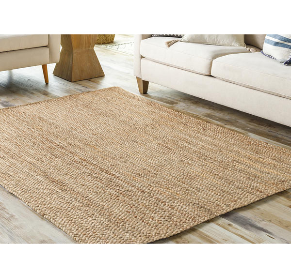 Natural Jute Hand-Woven Braided Area Rug