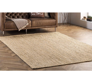 Natural Jute Hand-Woven Braided Area Rug