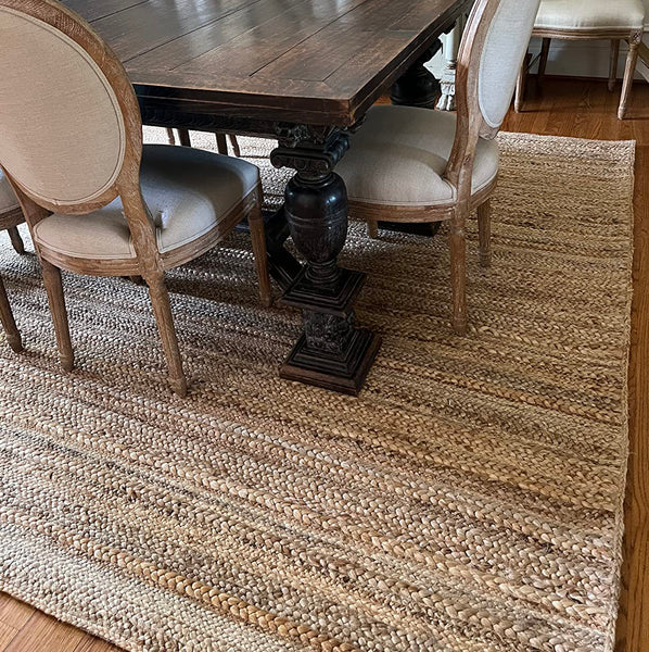 Natural Jute Hand-Woven Braided Area Rug