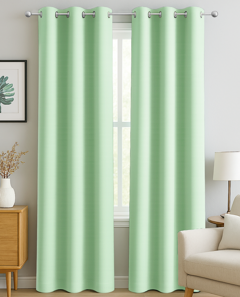 2 Piece Solid Mint Blackout Grommet Curtain Panel Set - 84" Long