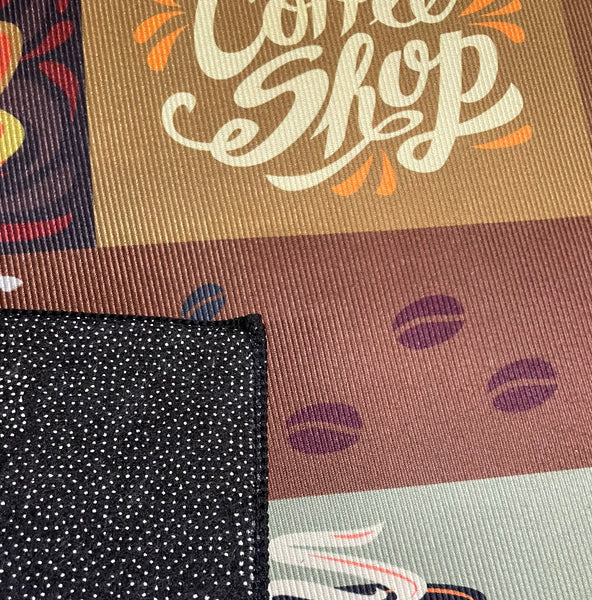 36" x 19" - Brown Geometric Coffee Modern Non-Slip Washable Low Pile Kitchen Mat