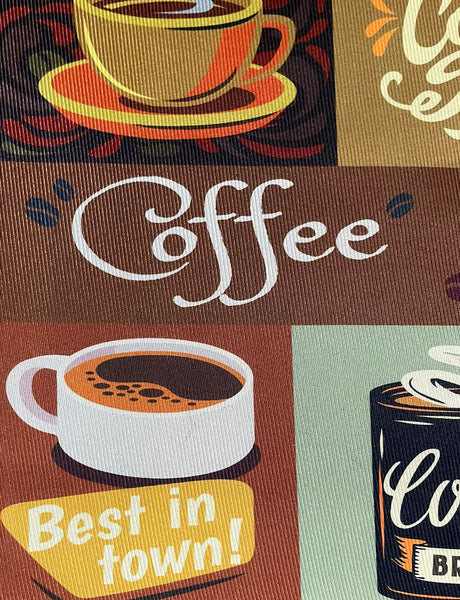 36" x 19" - Brown Geometric Coffee Modern Non-Slip Washable Low Pile Kitchen Mat