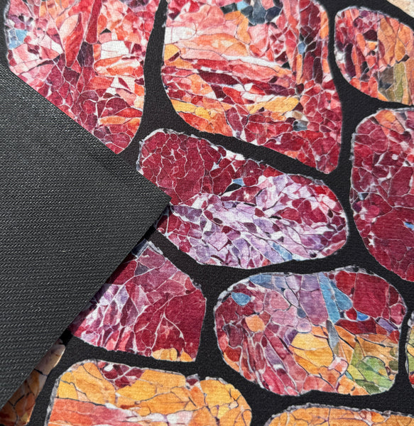 30"x19" -Red Stones Pebbles Half-Circle Non-Slip Rubber Washable Low-Pile Indoor Outdoor Entrance Door Mat
