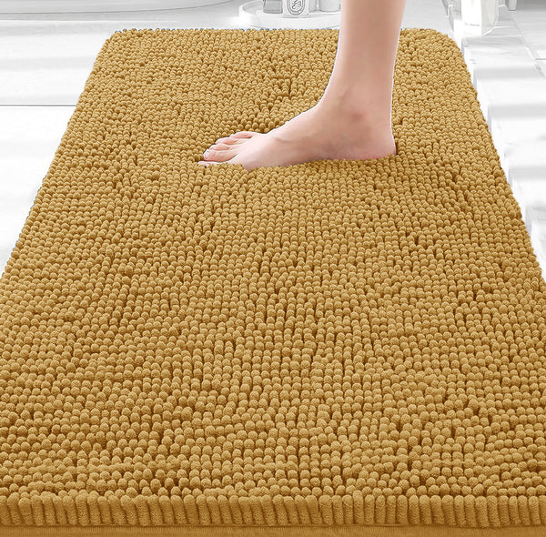 36"x24" - Mustard Large Soft Cozy Plush Chenille Bath Mat Bathroom Rug
