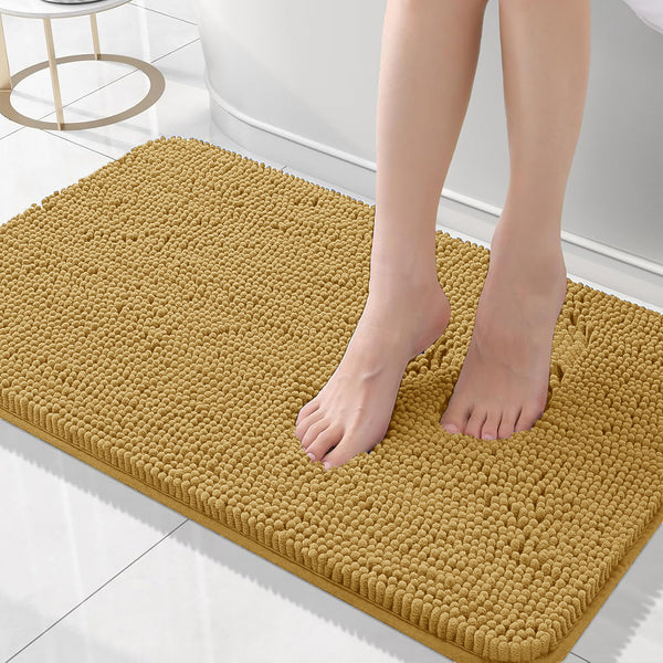 36"x24" - Mustard Large Soft Cozy Plush Chenille Bath Mat Bathroom Rug