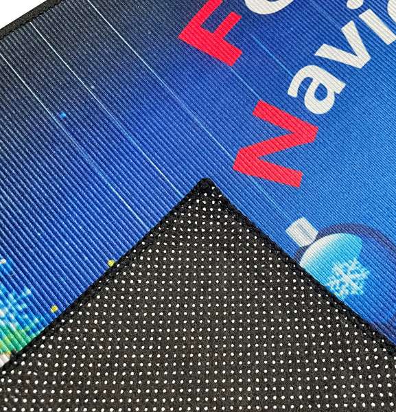 31" x 19" - Blue Feliz Navidad Non-Slip Washable Low Pile Kitchen Mat Entrance Door Mat