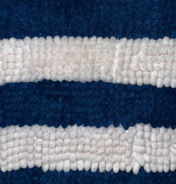 23"x15" - Blue White Stripe Large Soft Cozy Plush Chenille Bath Mat Bathroom Rug