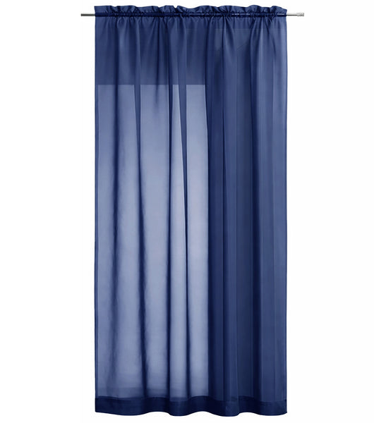 1 Piece Navy Blue Sheer Rod Pocket Window Curtain Panel - 95" Inches Long