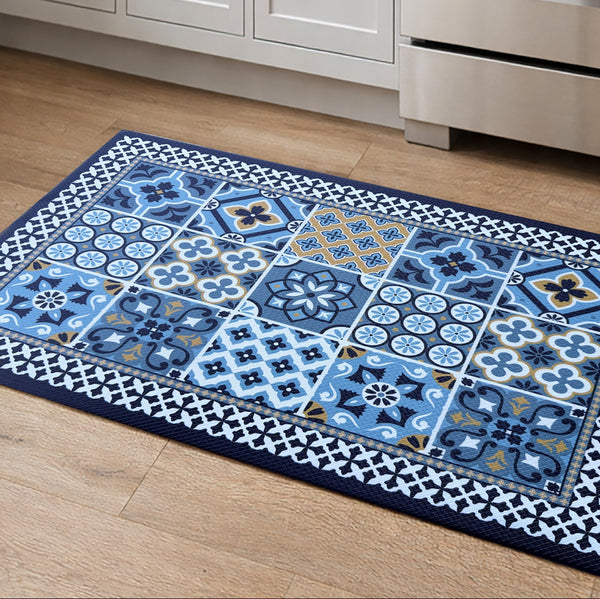 Navy Blue Comfort Anti-Fatigue Plush Waterproof Non-slip Kitchen Mat - 18"x30"