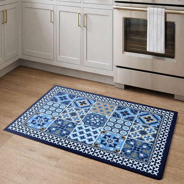 Navy Blue Comfort Anti-Fatigue Plush Waterproof Non-slip Kitchen Mat - 18"x30"
