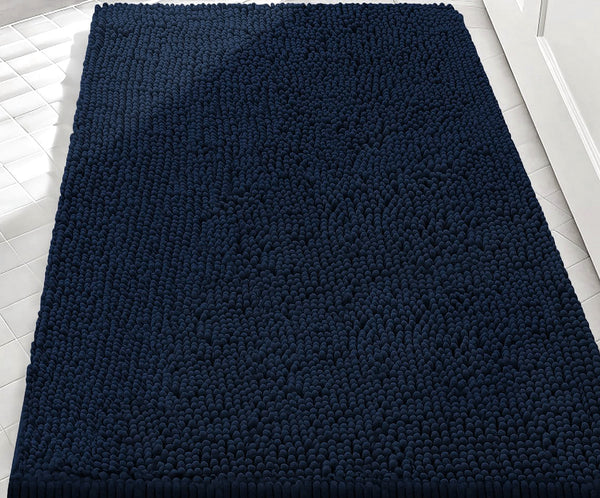 23"x15" - Navy Blue Soft Cozy Plush Chenille Bath Mat Bathroom Rug